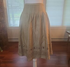 VTG DKNY 100% Silk Pleated Sequins Embroidered Mesh A Line Skirt Size 8